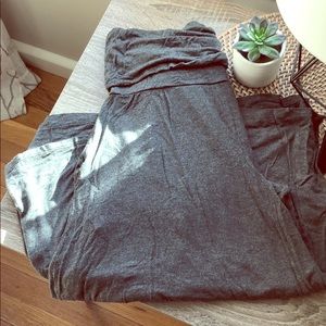 Size large gray fold over waist band gaucho pant